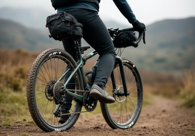 Bici gravel fango opaco pronta per il bikepacking